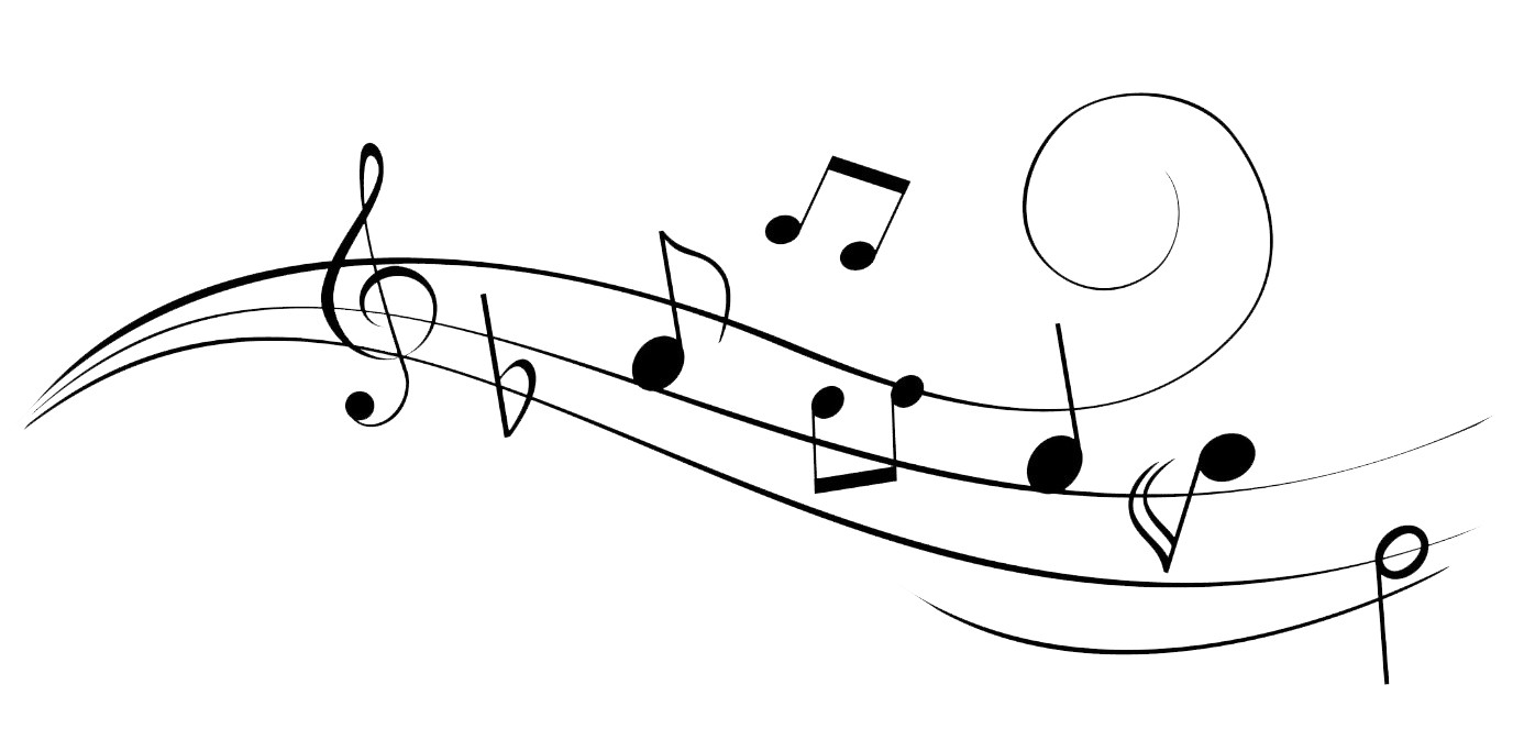 a transparent stock image of a flow of jumbled-up music notes. the staff is curved, and some notes are even jumping off of it, making it impossible to read as a melody. however, the nature of the curve and flow of the staff is gentle and pleasing.